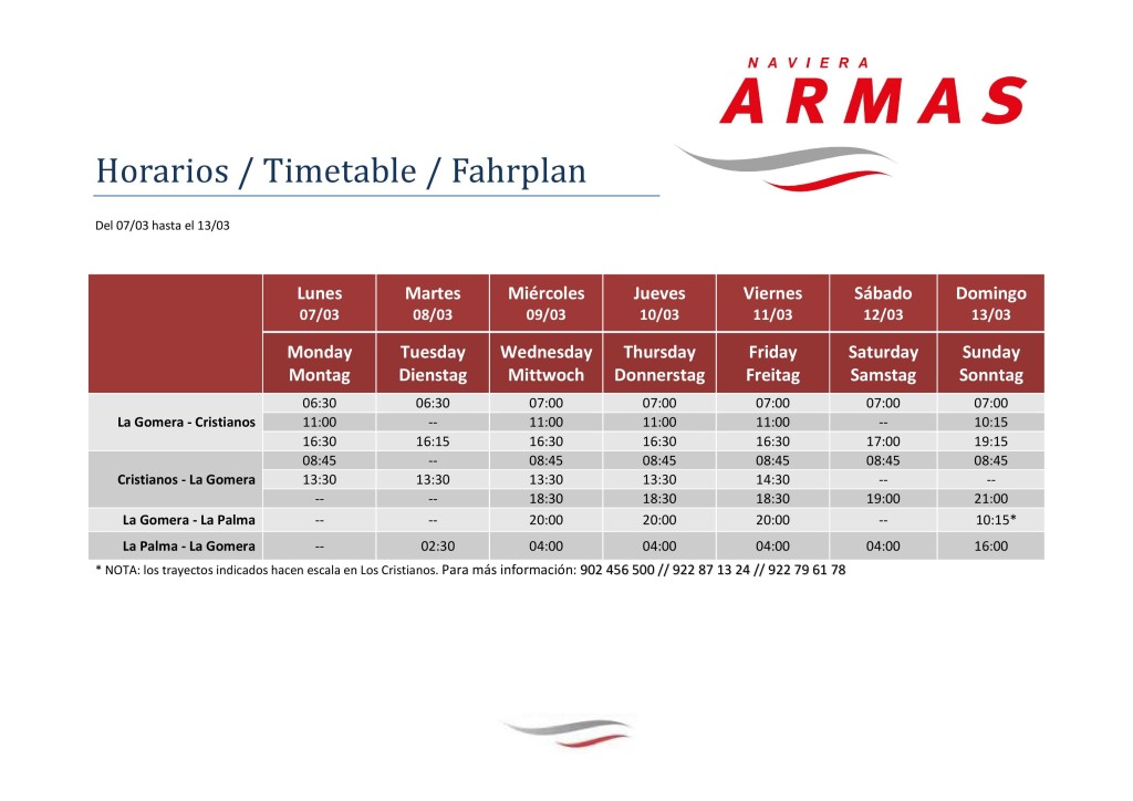 Horario del Volcán de Taburiente