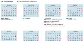 Calendario laboral para 2016