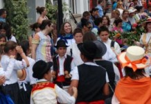 Varios centenares de niños y niñas del Colegio Ruíz de Padrón participaron en la Romería por el Día de Canarias
