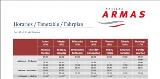 Naviera Armas modifica los horarios en sus viajes a La Gomera por la varada del Volcán de Taburiente