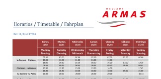Horario de Naviera Armas para la presente semana de abril