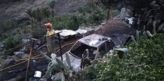 Extinguido un incendio en un corral en el Barranco de Aguajilva en San Sebastián de La Gomera