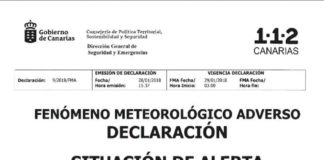 El Gobierno de Canarias declara la situación de Alerta por Tormentas en Islas orientales y Tenerife