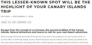 El portal web ‘Ecophiles’ sitúa a La Gomera como ejemplo de turismo sostenible