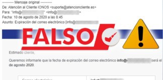 Campaña de correos fraudulentos suplantando a 1and1 IONOS