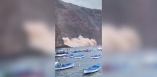 Buscan si hay víctimas entre los escombros tras el desprendimiento de Argaga en La Gomera