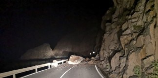 Un importante desprendimiento corta la circulación en la GM-2 próximo a la Degollada de Peraza en La Gomera