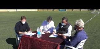 Este miércoles se firmó el acta de replanteo para el inicio de las obras en el campo de fútbol de Playa de Santiago