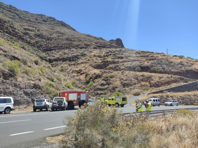 Medios activados en la extinción del conato de incendio declarado en El Molinito, San Sebastián de La Gomera