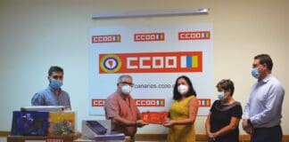 Llegan a La Palma los 200 lotes de material escolar y las 90 tablets donadas por CCOO