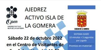 El Cabildo abre la inscripción para participar en una nueva edición del Open de Ajedrez Isla de La Gomera
