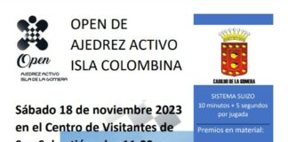 El Cabildo abre inscripciones para participar en la XVII edición del Open de Ajedrez Activo Isla de La Gomera