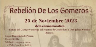 Este sábado 25 de noviembre, se celebrarán los Actos Conmemorativos de la Rebelión de Los Gomeros