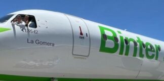 El primer avión Embraer con el que Binter volará a Madrid llevará el nombre de La Gomera