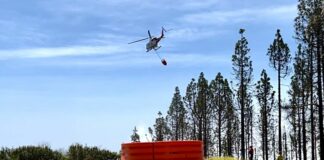 El Gobierno prueba el uso de balsas portátiles para abastecer los helicópteros en incendios forestales