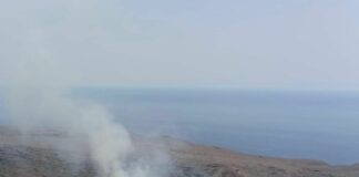 Continúan las labores de extinción del incendio declarado esta tarde en Arguayoda (Alajeró)