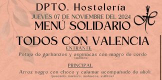 Menú solidario del Departamento de Hostelería y turismo en beneficio de los damnificados en Valencia