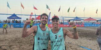 El gomero Sebastián Castilla junto a Marcelo Calderón, subcampeón en el Torneo Internacional de Lanzarote de Voley Playa