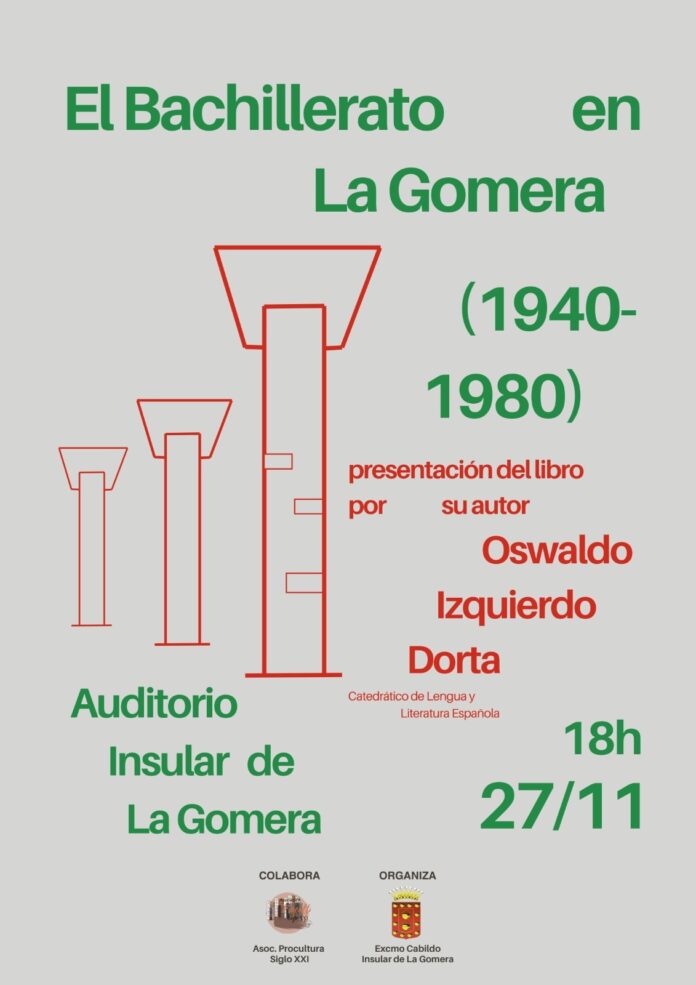 241125 Cartel presentación del libro ‘El bachillerato en La Gomera (1940-1980)’, de Oswaldo Izquierdo Dorta