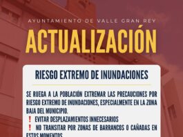 El Ayuntamiento de Valle Gran Rey informa sobre «riesgo extremo de inundaciones»