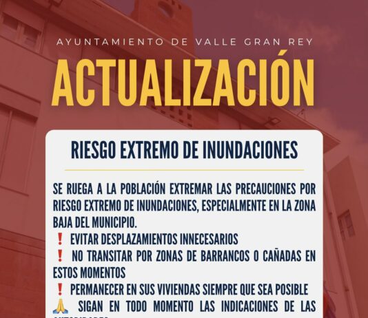 El Ayuntamiento de Valle Gran Rey informa sobre «riesgo extremo de inundaciones»