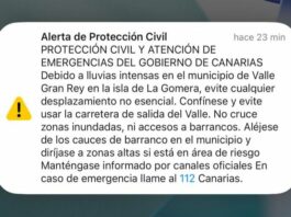 Protección Civil y Atención de Emergencias remite alertas a los móviles en La Gomera