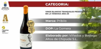 El Cabildo felicita a la Bodega Altos de Chipude por la medalla lograda en el Concurso Oficial de Agrocanarias