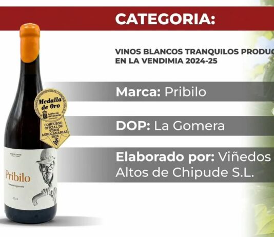 El Cabildo felicita a la Bodega Altos de Chipude por la medalla lograda en el Concurso Oficial de Agrocanarias