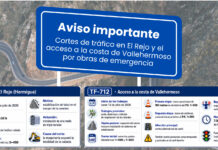 El Cabildo informa de cortes de tráfico en El Rejo y el acceso a la costa de Vallehermoso por obras de emergencia