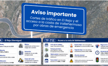 El Cabildo informa de cortes de tráfico en El Rejo y el acceso a la costa de Vallehermoso por obras de emergencia