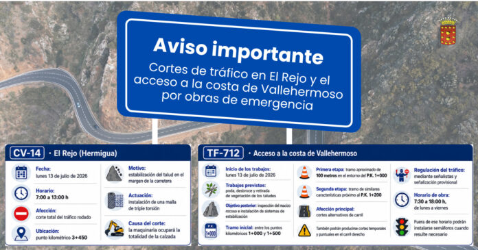 110726 Infografía cortes de carretera en El Rejo y Vallehermoso (La Gomera)