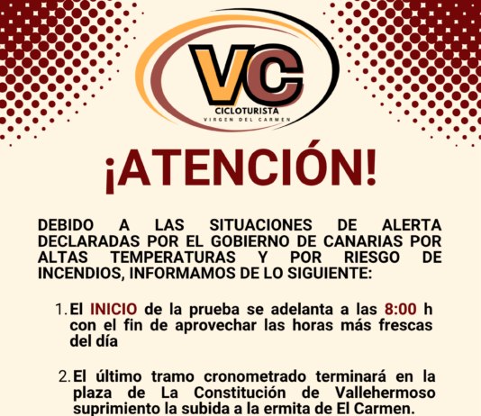 La X Cicloturista Virgen del Carmen adapta su recorrido y horario para garantizar la seguridad de los participantes ante la alerta por altas temperaturas