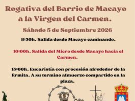 Macayo celebrará el próximo 5 de septiembre su tradicional rogativa a la Virgen del Carmen