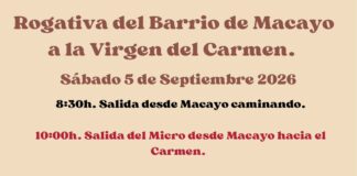 Macayo celebrará el próximo 5 de septiembre su tradicional rogativa a la Virgen del Carmen