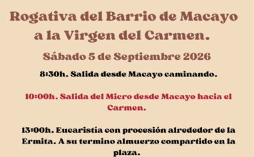 Macayo celebrará el próximo 5 de septiembre su tradicional rogativa a la Virgen del Carmen