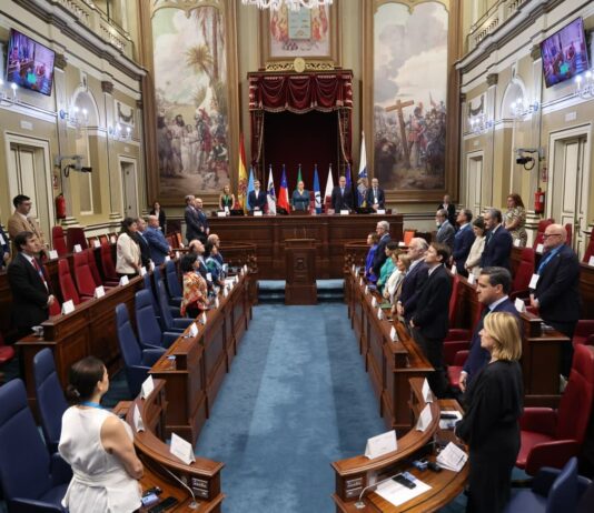 El Parlamento de Canarias comienza la sesión plenaria de Eurolat con un minuto de silencio